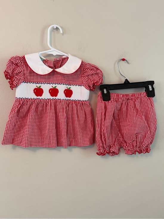 Velani Classics Other - Velani Classics Red Gingham Apple Smocked Set